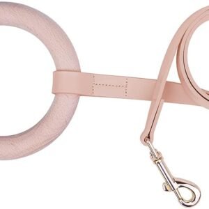 Microfiber Leather Dog Leash (with solid wood handle, peach pink)