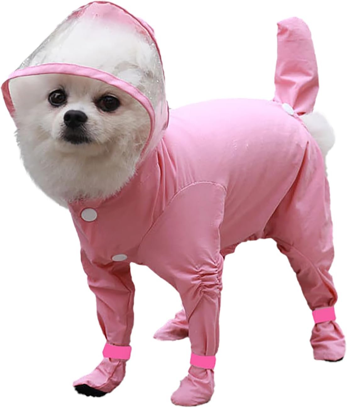 Dog Raincoat with Hood, Waterproof Full-Coverage Reflective Rain Jacket Quick-Drying Rain Poncho and Shoes for Small Medium Large Dogs,Pink,XL