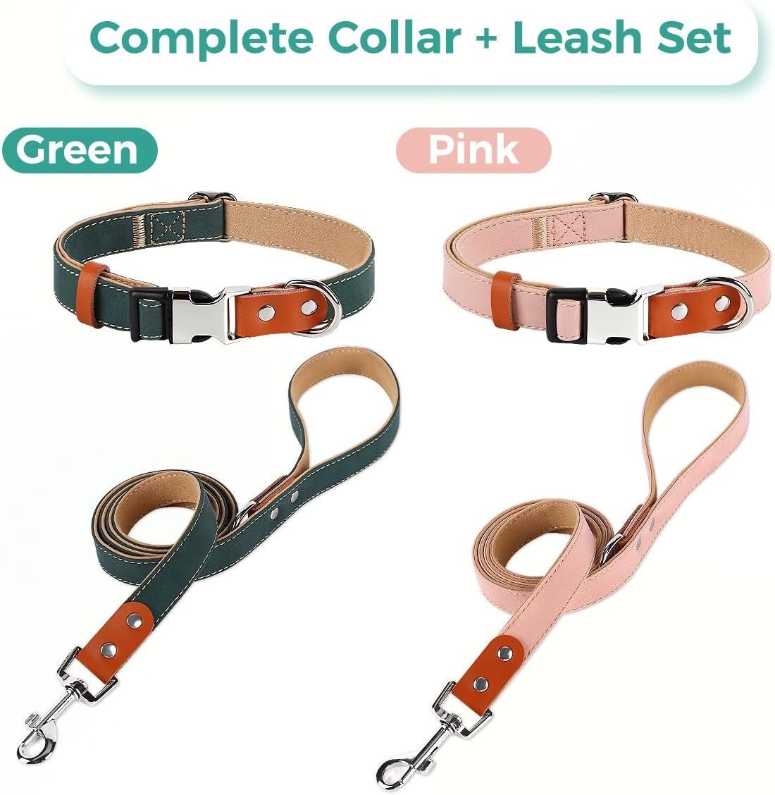 PU Leather Dog Collar and Leash Set (Adjustable, Suitable for Various Breeds) - Image 2