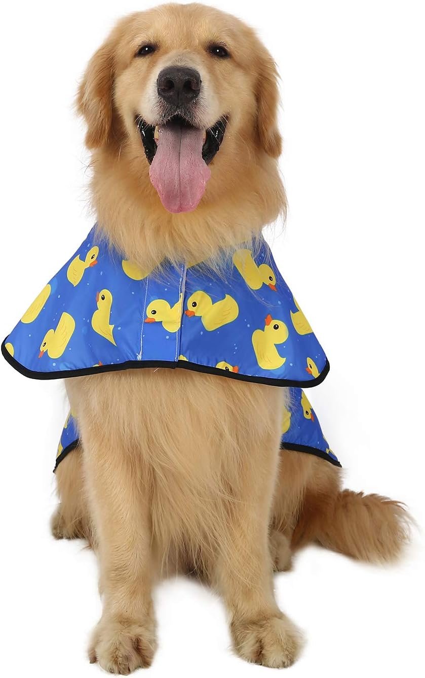 Dog Raincoat Jacket Reflective Adjustable Hooded Pet Poncho Rain Coat with Leash Hole for Small to X-Large Dogs - L - Image 2