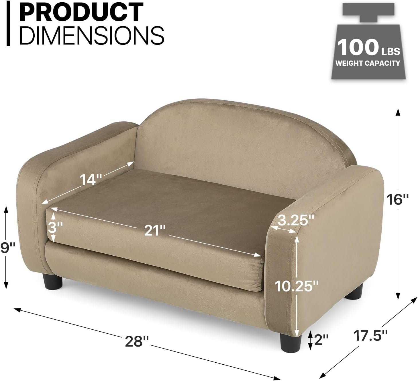 Pet sofas, suitable for small dogs and cats, velvet cat sofa bed - Image 2