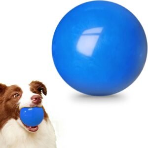 An indestructible dog toy ball, made of solid rubber, perfect for dogs that love to chew.
