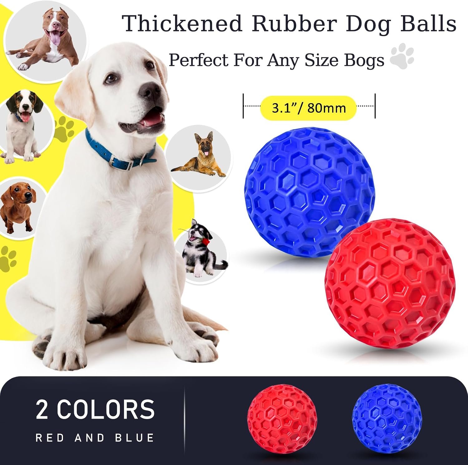 2-Pack Squeaky Dog Toy Balls, Interactive Toys Designed for Dogs That Love to Chew - Image 2