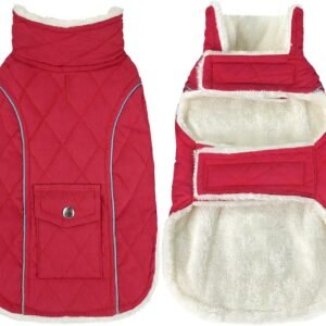 Windproof and Warm Fleece Pet Jacket (with Pockets + Reflective Material)