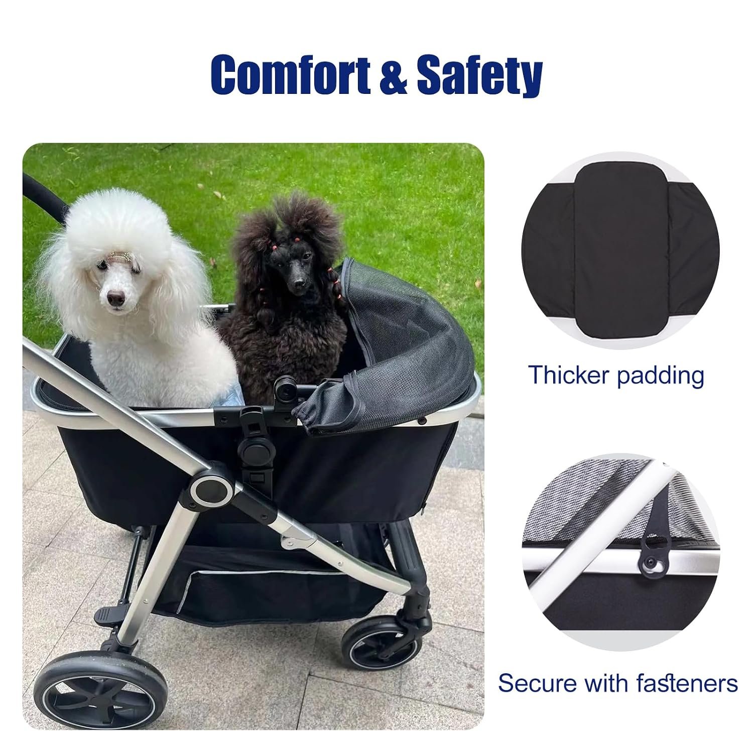Pet Stroller, Foldable Lightweight for Small to Medium Dogs – Breathable Mesh, Portable Pet Buggy, Removable Carrier, 360° Wheels, Aluminum Frame, 44 lbs Capacity - Image 2