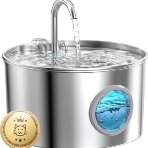 Cat Water Fountain Stainless Steel: 74oz/2.2L Cat Fountain for Drinking - Pet Water Fountain for Cats Inside - Quiet Cat Water Bowl Dispenser - Cat Drinking Fountains - for Cats&Pets& Small Animals