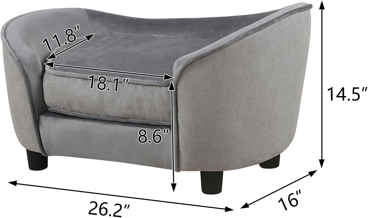 Pet sofa bed, velvet and linen pet sofa chair with removable and washable cushions. - Image 2