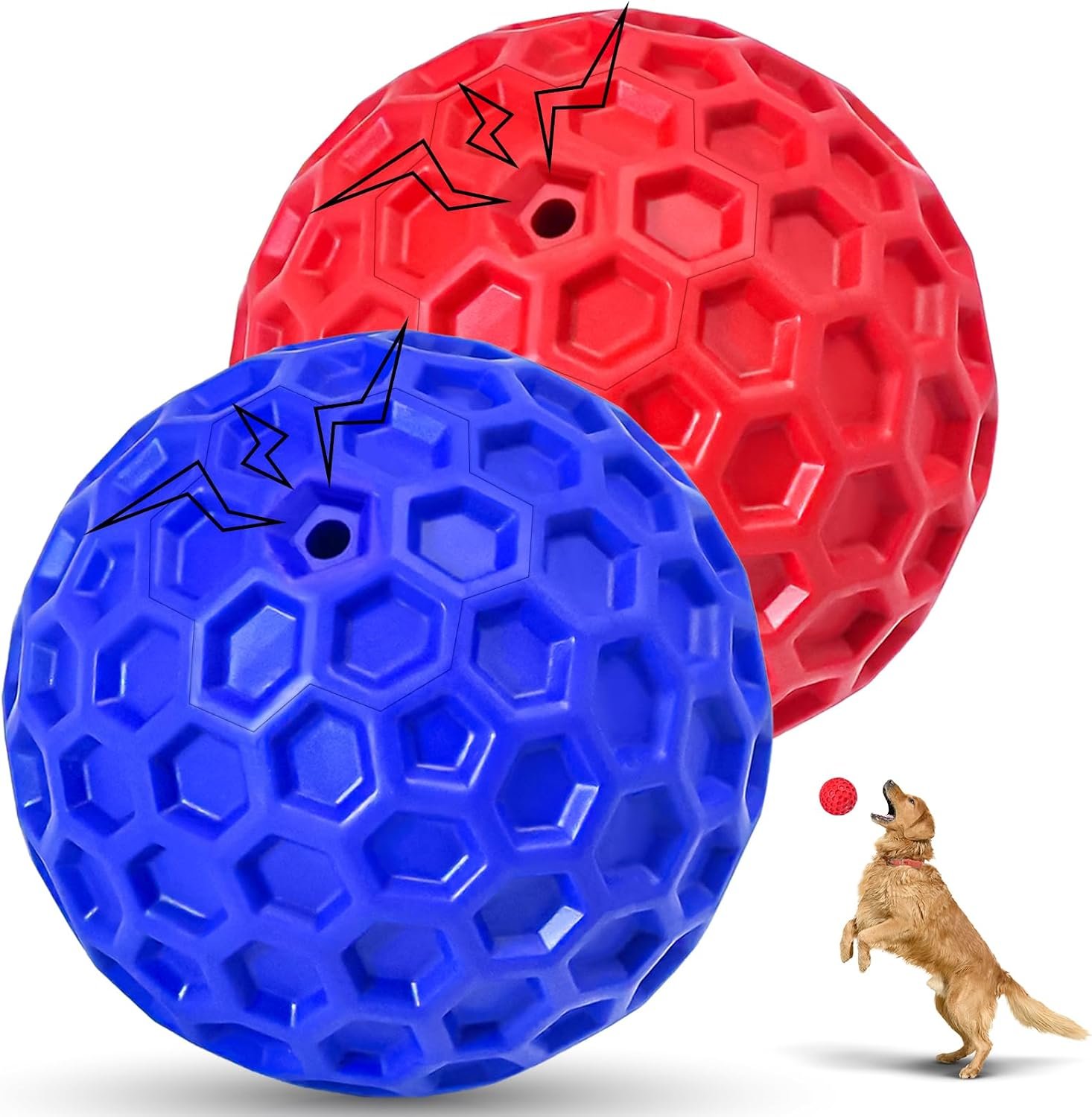 2-Pack Squeaky Dog Toy Balls, Interactive Toys Designed for Dogs That Love to Chew