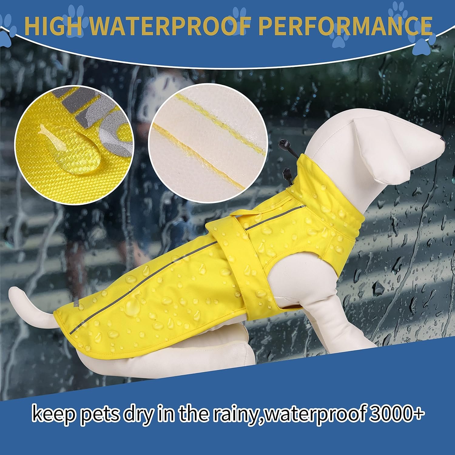 Waterproof Dog Raincoat with Reflective Strip, Adjustable Breathable Rain Coat Jacket with Leash Hole for Dogs (Khaki, Medium) - Image 2