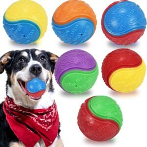 6-Pack Squeaky Dog Toy Balls, Training Balls, Sturdy and Durable