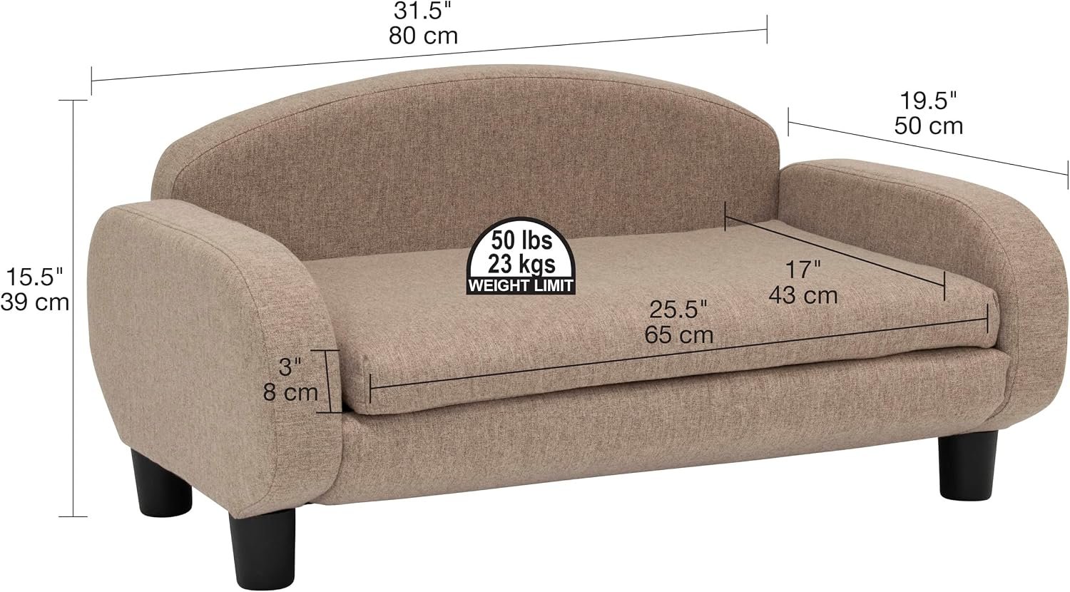 Modern pet sofa, low-back lounge bed with removable mattress cover - Image 2